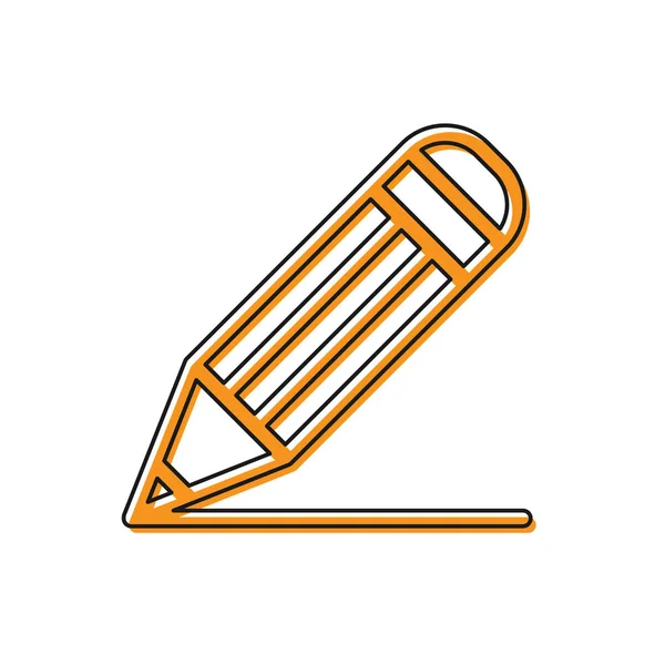 Orangefarbener Bleistift und Liniensymbol auf weißem Hintergrund. Bildungszeichen. Zeichen- und Lehrwerkzeuge. Schulamtssymbol. Vektorillustration — Stockvektor