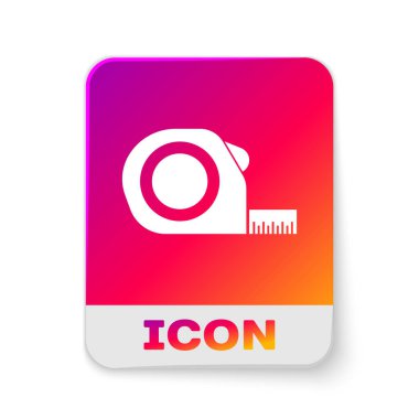 Beyaz rulet inşaat simgesi beyaz arka planda izole. Bant ölçümü sembolü. Dikdörtgen renk düğmesi. Vektör Illustration