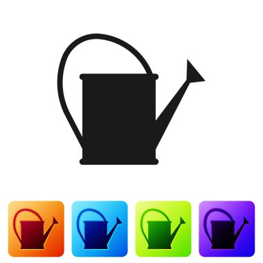 Siyah sulama beyaz arka planda izole simgesi olabilir. Sulama sembolü. Renk kare düğmelerinde simgeyi ayarlayın. Vektör Illustration