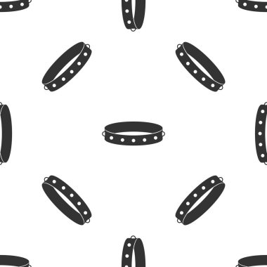 Beyaz arka planda yüzey simgesi izole Dikişsiz desen metal sivri ile gri deri fetiş yaka. Fetiş aksesuarı. Erkek ve kadın için seks oyuncağı. Vektör Illustration