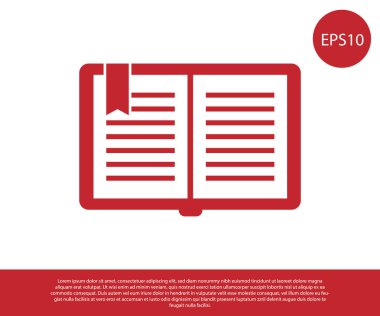 Kırmızı Açık kitap simgesi beyaz arkaplanda izole edildi. Vektör İllüstrasyonu
