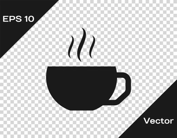 Tasse à café grise icône plate isolée sur fond transparent. Une tasse de thé. Café chaud. Illustration vectorielle — Image vectorielle