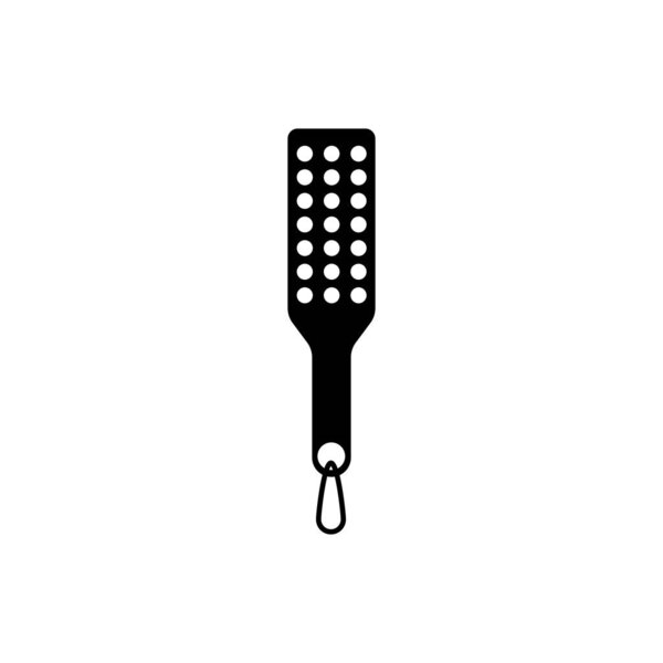 Black Spanking paddle icon isolated on white background. Fetish accessory. Sex toy for adult. Vector Illustration