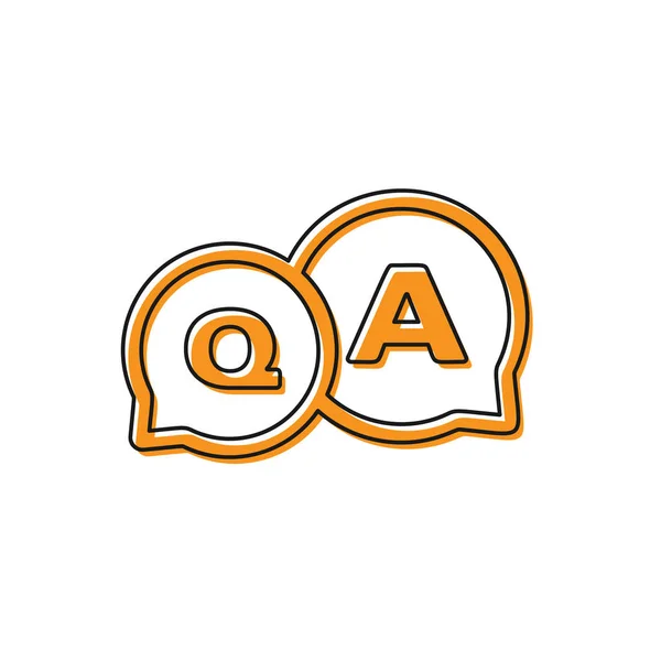Bolle vocali arancioni con l'icona Domanda e risposta isolata su sfondo bianco. Q e simbolo A. Segnale FAQ. Chat bolla vocale e grafico. Illustrazione vettoriale — Vettoriale Stock