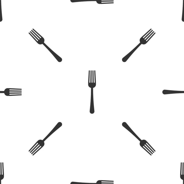 Icono de tenedor gris aislado patrón sin costura sobre fondo blanco. Símbolo de cubertería. Ilustración vectorial — Archivo Imágenes Vectoriales