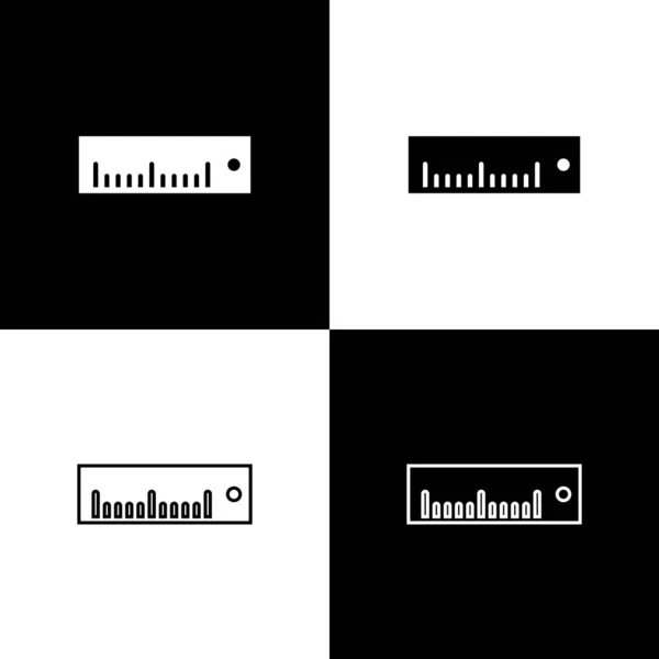 Définissez l'icône Règle isolée sur fond noir et blanc. Symbole du rebord droit. Illustration vectorielle — Image vectorielle