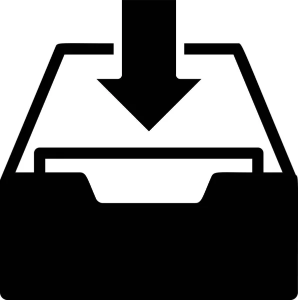 Negro Descargar icono de bandeja de entrada aislado sobre fondo blanco. Añadir al archivo. Ilustración vectorial — Vector de stock