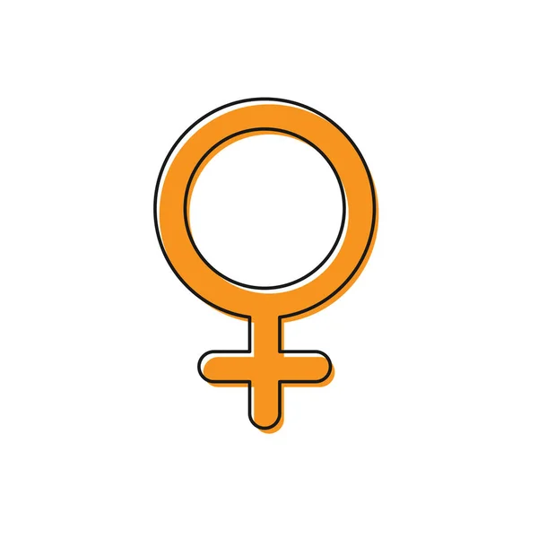 Icône de symbole de genre féminin orange isolé sur fond blanc. Le symbole de Vénus. Le symbole d'un organisme féminin ou d'une femme. Illustration vectorielle — Image vectorielle