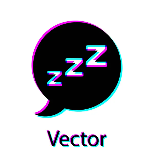 Schwarze Sprechblase mit Schnarchsymbol isoliert auf weißem Hintergrund. Schlaflosigkeit, Wecker-App, Tiefschlaf, Aufwachen. Vektorillustration — Stockvektor