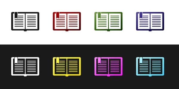 Set Open book icon isoliert auf schwarzem und weißem Hintergrund. Vektorillustration — Stockvektor