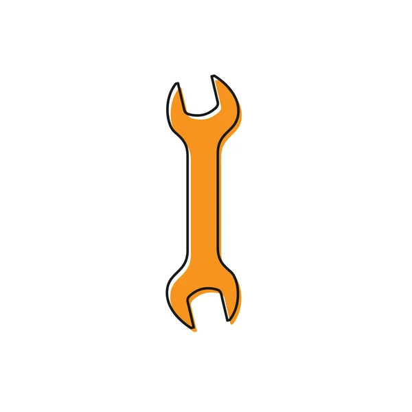 Pomarańczowa ikona klucza na białym tle. Narzędzie do naprawy kluczy. Symbol narzędzia serwisowego. Ilustracja wektorowa — Wektor stockowy