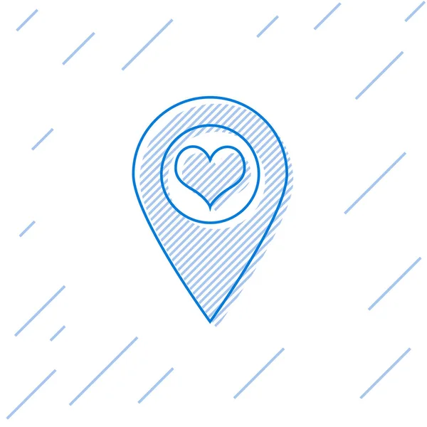 Blauer Kartenzeiger mit Herz-Symbol auf weißem Hintergrund. Vektorillustration — Stockvektor
