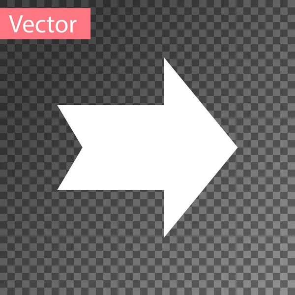 Weißer Pfeil auf transparentem Hintergrund isoliert. Richtung Pfeilspitze Symbol. Navigationszeiger. Vektorillustration — Stockvektor