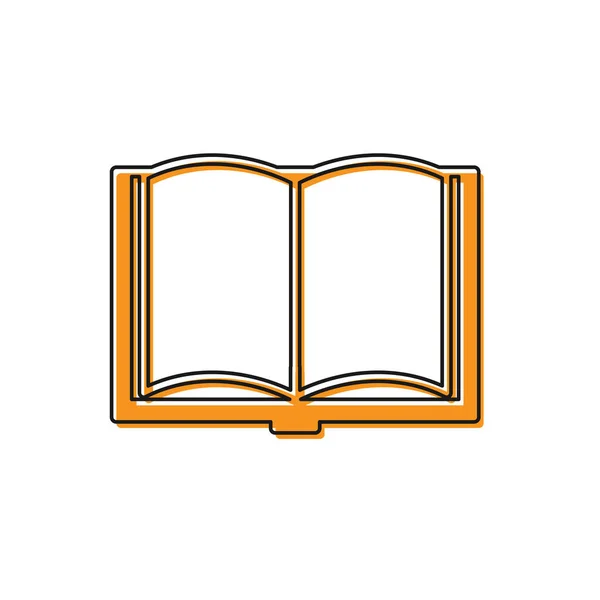 Orangefarbenes aufgeschlagenes Buch-Symbol auf weißem Hintergrund. Vektorillustration — Stockvektor
