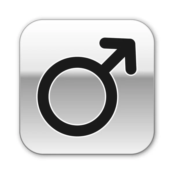 Black Male gender symbol icon isolated on white background. Silver square button. Vector Illustration — Stock Vector