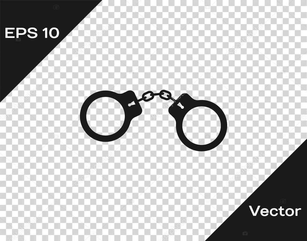 Grey Handcuffs icon isolated on transparent background. Vector Illustration