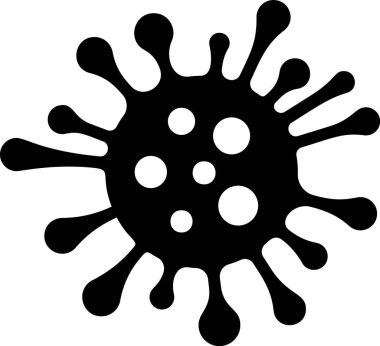 Siyah bakteri simgesi beyaz arka planda izole. Bakteriler ve mikroplar, mikroorganizma hastalığı neden, hücre kanseri, mikrop, virüs, mantar. Vektör Illustration