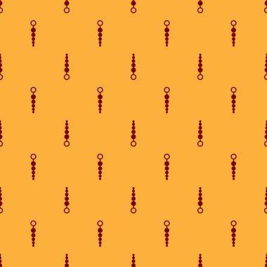 Kırmızı Anal boncuk simgesi kahverengi arka planda izole Dikişsiz desen. Anal topları işareti. Fetiş aksesuarı. Erkek ve kadın için seks oyuncağı. Vektör Illustration