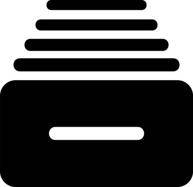 Siyah çekmece belgeleri simgesi beyaz arka planda izole. Arşiv kağıtları çekmecesi. Dosya dolabı çekmecesi. Ofis mobilyaları. Vektör Illustration