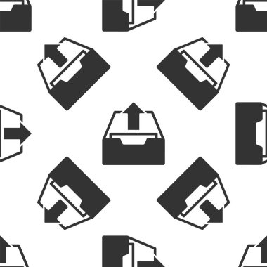 Gri yükleme gelen kutusu simgesi izole pürüzsüz desen beyaz arka planda. Arşivden dosyaları ayıklayın. Vektör Illustration