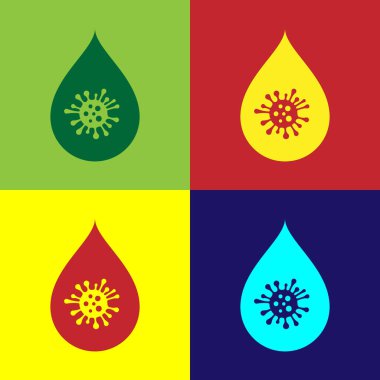 Renk kirli su damlası simgesi renk arka planda izole. Bakteriler ve mikroplar, mikroorganizma hastalığı, hücre kanseri, mikrop, virüs, mantar. Vektör Illustration