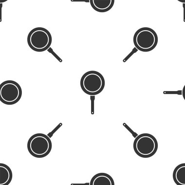 Gri kızartma ikonu beyaz arka planda izole edilmiş pürüzsüz desen. Kızartma veya kızartma gıda sembolü. Vektör İllüstrasyonu