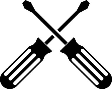 Siyah çapraz Tornavidalar simgesi beyaz arka planda izole. Servis aracı sembolü. Vektör Illustration
