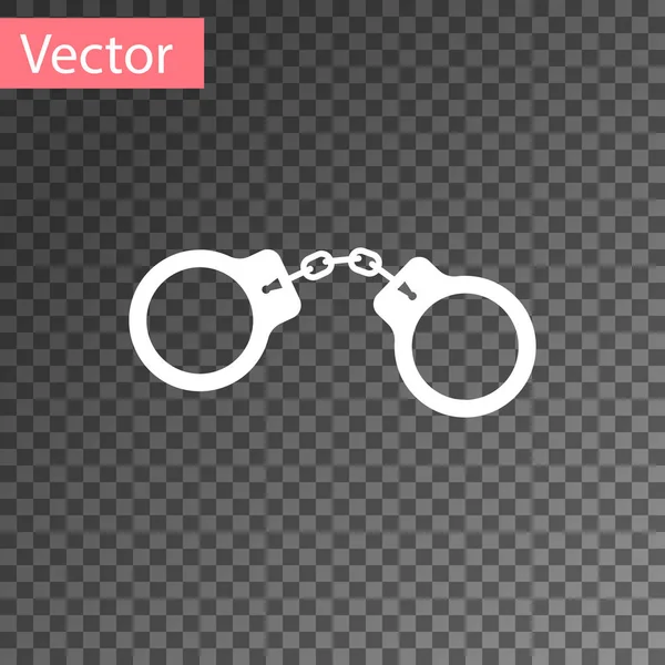 Weiße Handschellen Symbol isoliert auf transparentem Hintergrund. Vektorillustration — Stockvektor