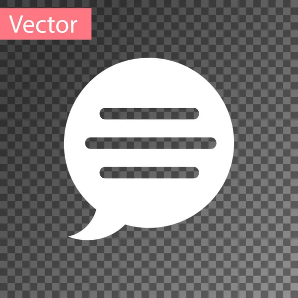 Weiße Sprechblase Chat-Symbol isoliert auf transparentem Hintergrund. Nachrichtensymbol. Kommunikation oder Kommentar Chat-Symbol. Vektorillustration — Stockvektor