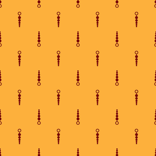 Red Anal beads icon isolated seamless pattern on brown background. Anal balls sign. Fetish accessory. Sex toy for men and woman. Vector Illustration