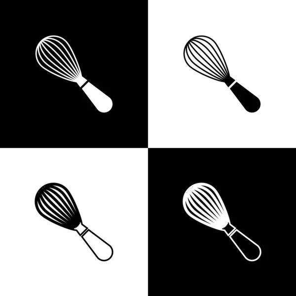 Set Keuken garde pictogram geïsoleerd op zwart-wit achtergrond. Kookgerei, eierklopper. Bestekbord. Voedselmix symbool. Vector Illustratie — Stockvector