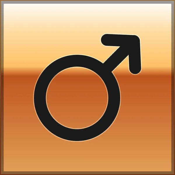 Black Male gender symbol icon isolated on gold background. Vector Illustration — Stock Vector