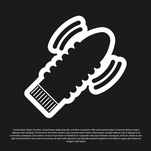 Black Dildo vibrator for sex games icon isolated on black background. Sex toy for adult. Vaginal exercise machines for intimate. Vector Illustration — Wektor stockowy