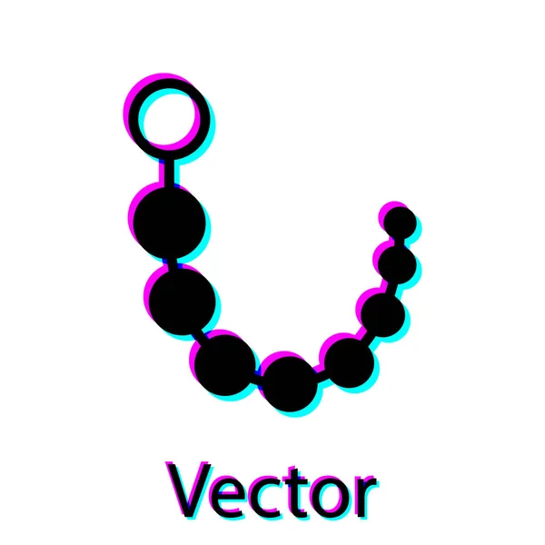 Черные анальные бусины значок изолирован на белом фоне. Знак анальных яиц. Фетиш-аксессуар. Секс-игрушка для мужчин и женщин. Векторная миграция — стоковый вектор