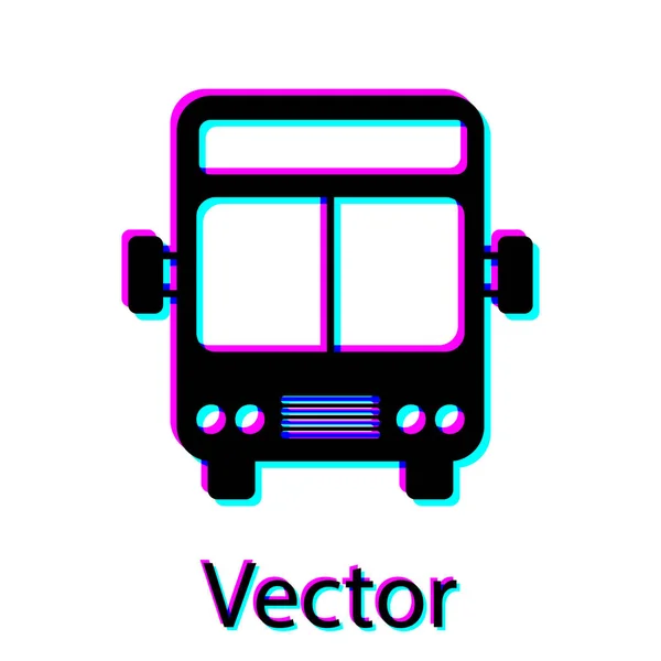 白い背景に隔離された黒いバスアイコン。輸送の概念。バスツアー輸送標識。観光または公共車両のシンボル。ベクトルイラストレーション — ストックベクタ