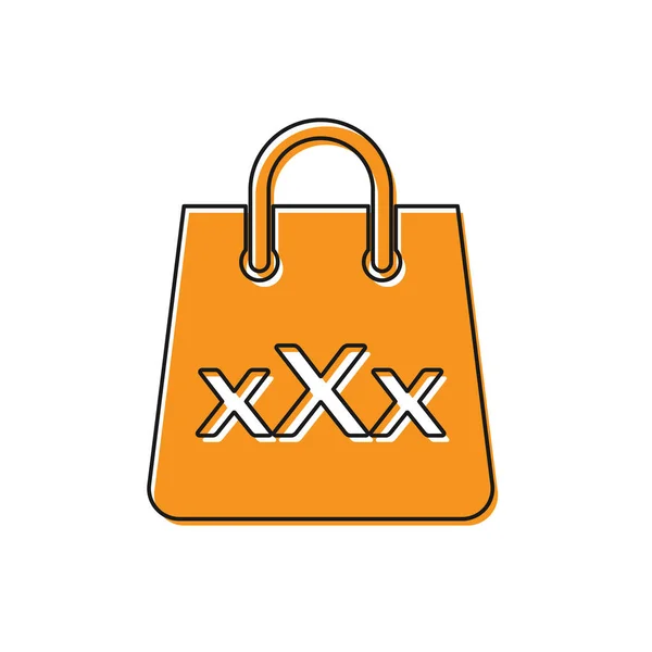 Orangefarbene Einkaufstasche mit dreifachem x-Symbol auf weißem Hintergrund. Vektorillustration — Stockvektor