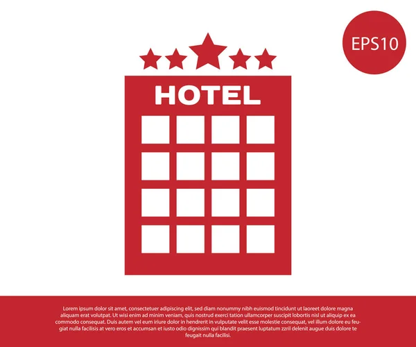 Ícone do edifício Red Hotel isolado sobre fundo branco. Ilustração vetorial — Vetor de Stock