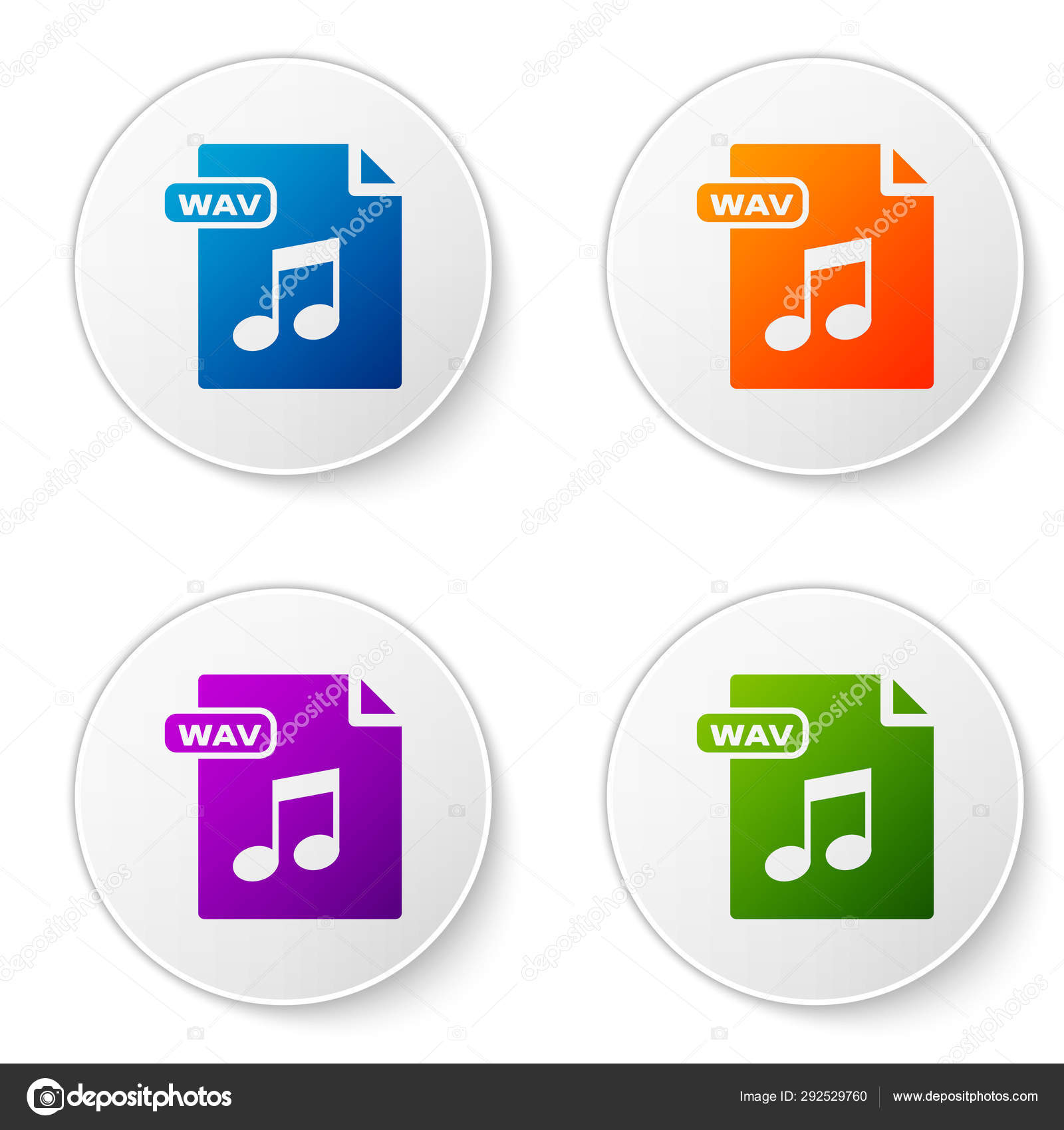 Color Wav File Document Download Wav Button Icon Isolated On