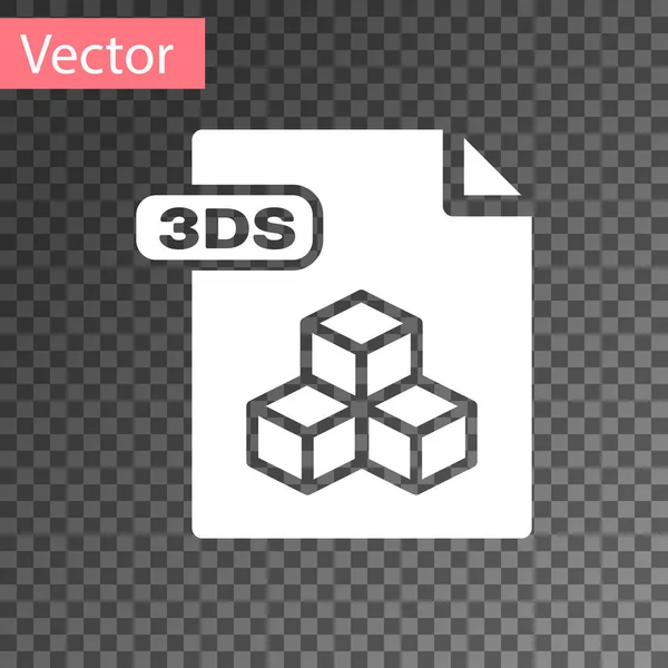 Weißes 3D-Dateidokument. herunterladen 3ds Taste Symbol isoliert auf transparentem Hintergrund. 3D-Dateisymbol. Vektorillustration — Stockvektor