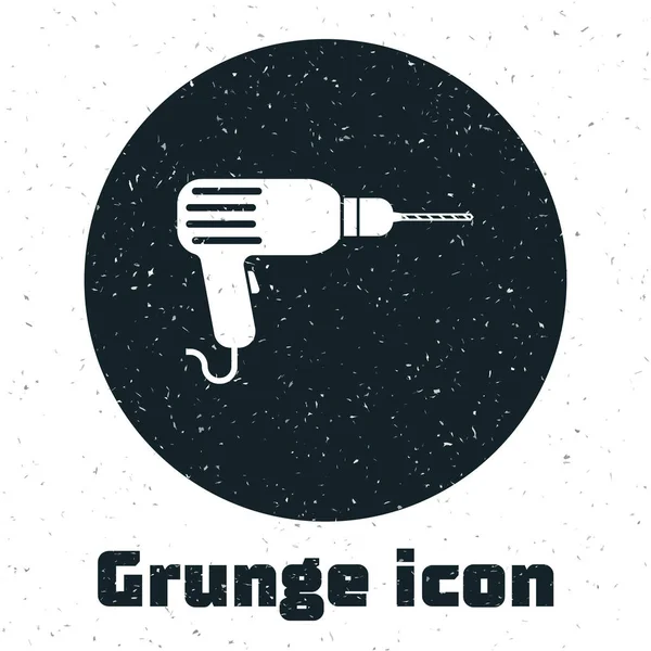 Icône Grunge Drill machine isolée sur fond blanc. Illustration vectorielle — Image vectorielle