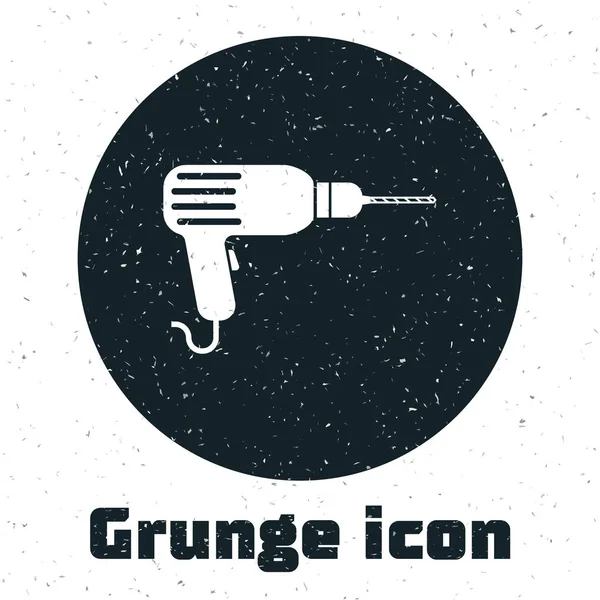 Grunge-Bohrmaschine-Symbol isoliert auf weißem Hintergrund. Vektorillustration — Stockvektor