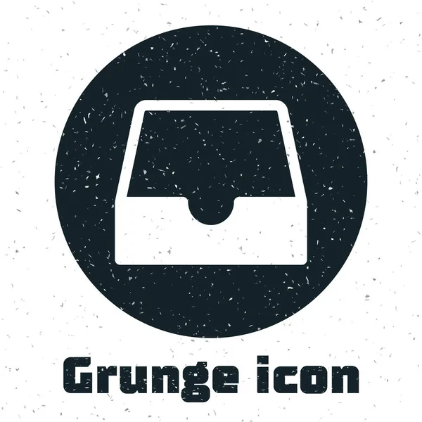 Grunge Ícone de caixa de entrada de mídia social isolado no fundo branco. Elemento de rede social, símbolo. Ilustração vetorial — Vetor de Stock