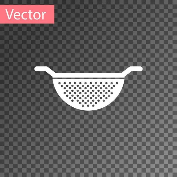 Vit kök durkslag ikon isolerad på transparent bakgrund. Köksredskap. Bestickskylt. Vektor illustration — Stock vektor