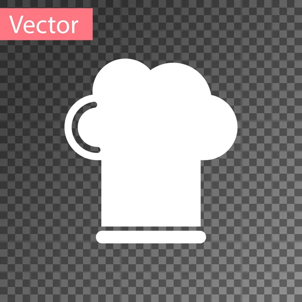 Chef blanco sombrero icono aislado sobre fondo transparente. Símbolo de cocina. Sombrero de cocina. Ilustración vectorial — Vector de stock