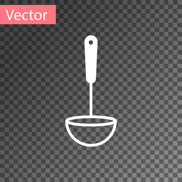 Icono de cuchara de cocina blanca aislado sobre fondo transparente. Utensil de cocina. Signo de cuchara de cubiertos. Ilustración vectorial — Vector de stock