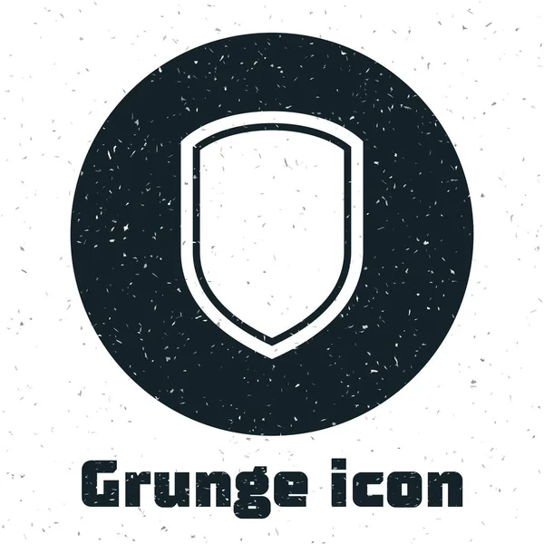 Ícone Grunge Shield isolado no fundo branco. Sinal de guarda. Ilustração vetorial — Vetor de Stock