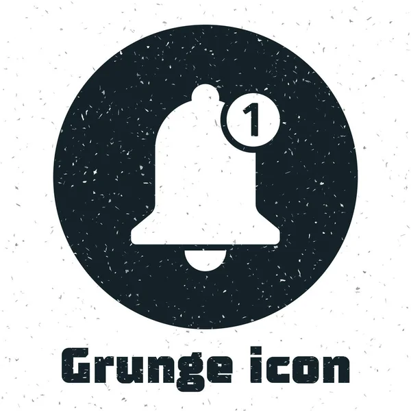 Ícone Grunge Bell isolado no fundo branco. Novo ícone de notificação. Novo ícone de mensagem. Ilustração vetorial — Vetor de Stock