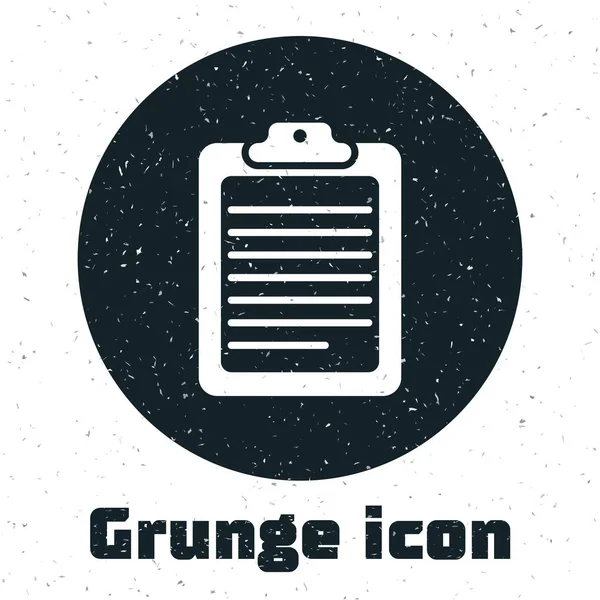 Portapapeles Grunge con icono de documento aislado sobre fondo blanco. Ilustración vectorial — Vector de stock