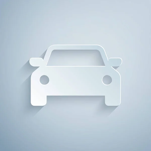 Χαρτί cut εικονίδιο αυτοκίνητο απομονώνεται σε γκρι φόντο. Καλλιτεχνικό στυλ. Απεικόνιση διανυσματικών φορέων — Διανυσματικό Αρχείο
