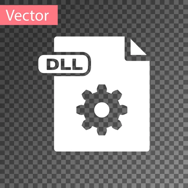 Dokument souboru White dll. Ikona tlačítka Stáhnout knihovnu DLL izolovaná na průhledném pozadí. DLL symbol souboru. Vektorová ilustrace — Stockový vektor